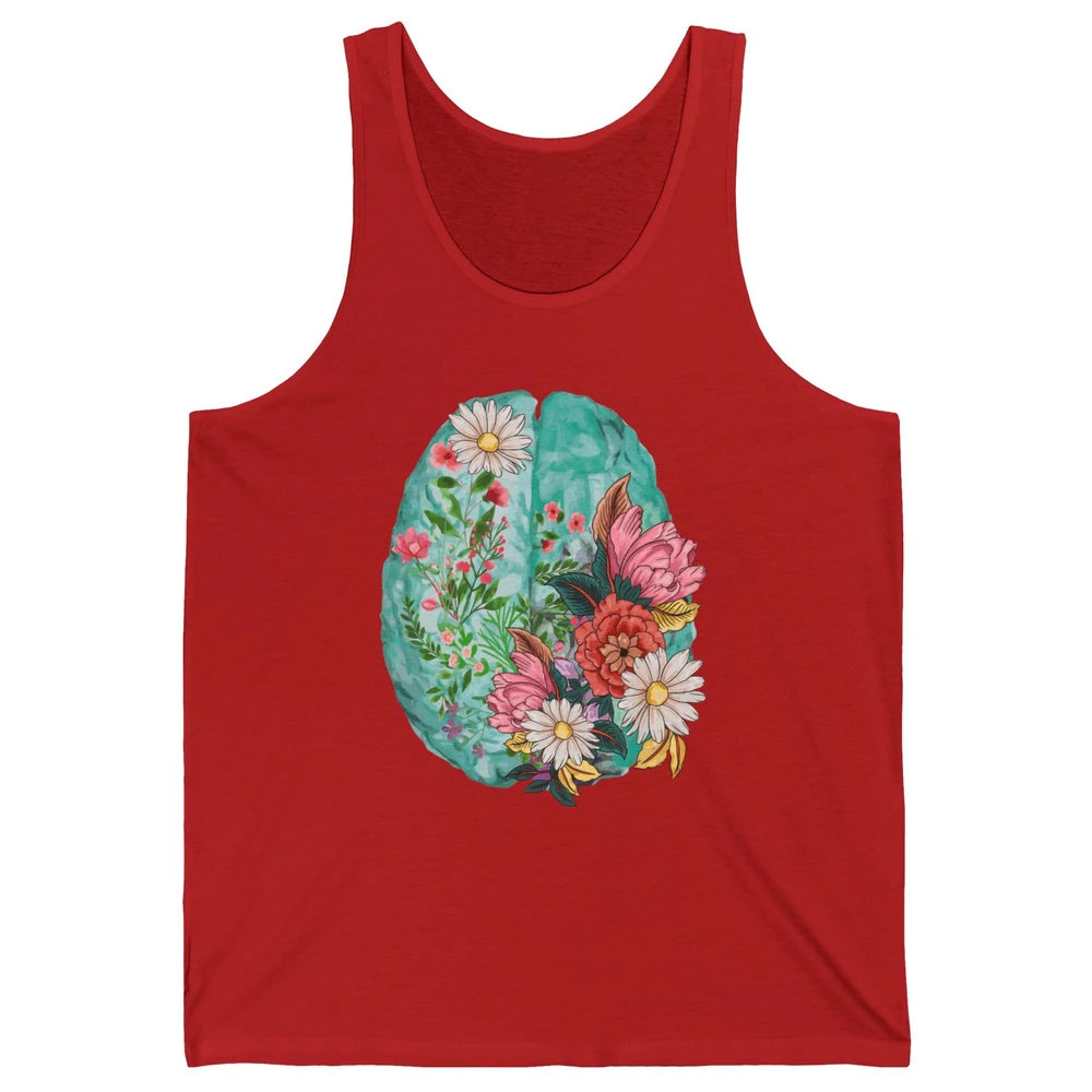 Wildflower Brain End The Stigma Floral Mental Health Matters Unisex Jersey Tank