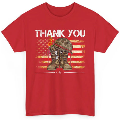 Vintage Veteran US Flag Thank You Military Boot Memorial Day Classic Unisex T-Shirt