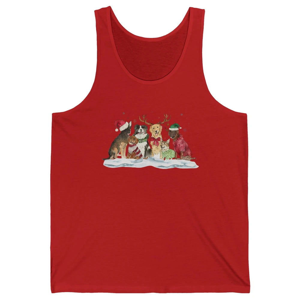 Funny Happy Howliday Corgi Golden Retriever Poodle Christmas Unisex Jersey Tank