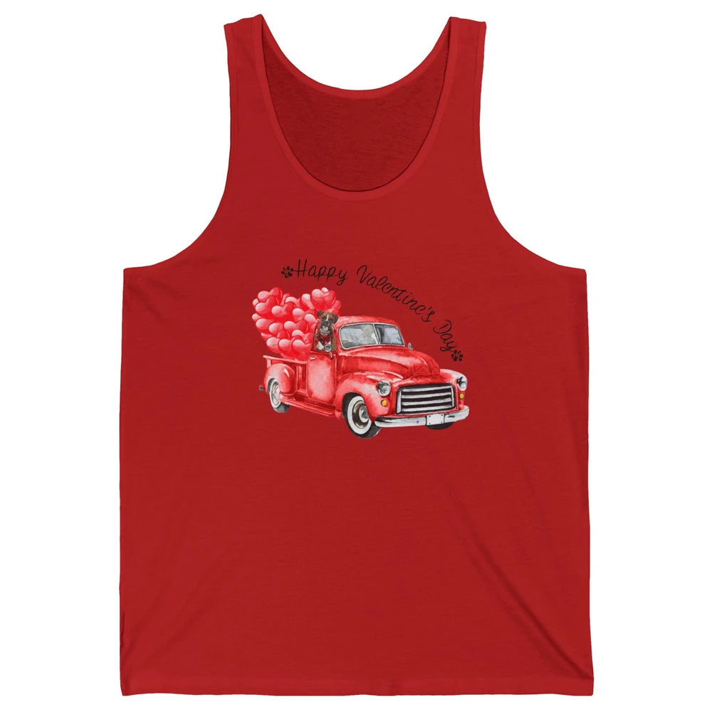 Boxer On Heart Truck Happy Valentines Day Boxer Dog Lovers Unisex Jersey Tank