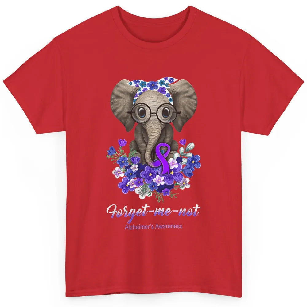 Forget Me Not Elephant Flowers Alzheimer Brain Awareness Classic Unisex T-Shirt