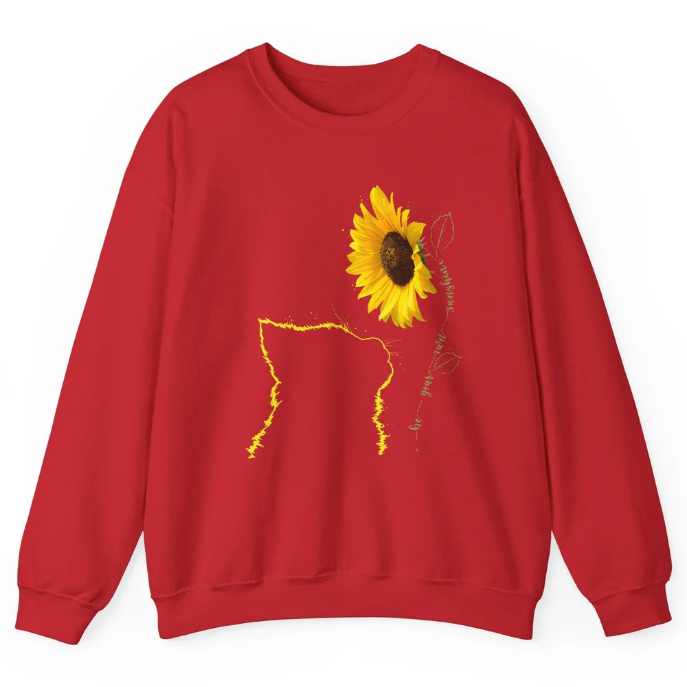 Sunflower Cat Be Your Own Be Your Own Sunshine Cat Mom Lady Unisex Crewneck Sweatshirt