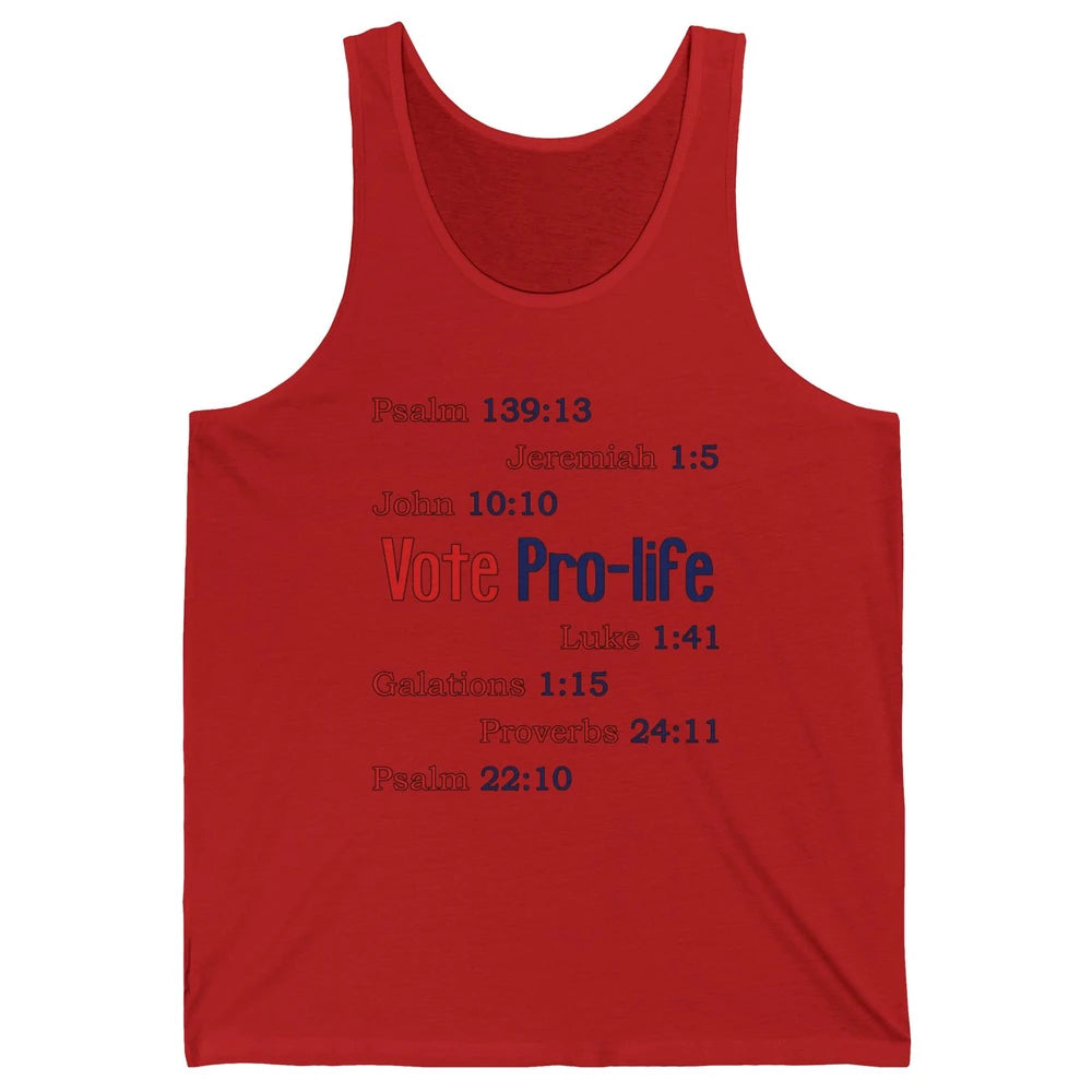 Vote Pro Life Bible Verse Christian Jesus Religion God Faith Unisex Jersey Tank