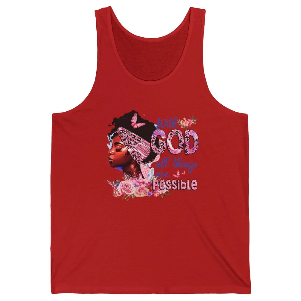 Afro Woman With God All Things Are Possible Bible Religious Unisex Jersey Tank