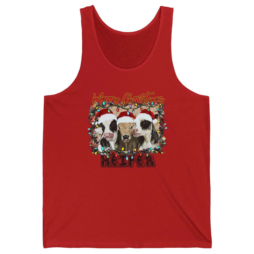 Funny Cow Merry Christmas Hanging With My Heifer Farmer Gift Unisex Jersey Tank