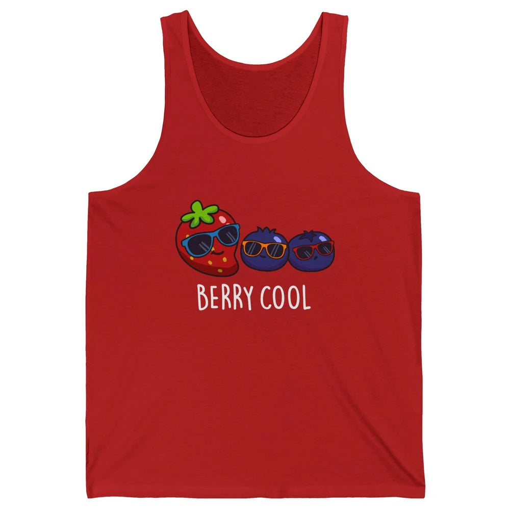 Berry Cool Funny Strawberry Pun Best Friend Summer Retro Unisex Jersey Tank