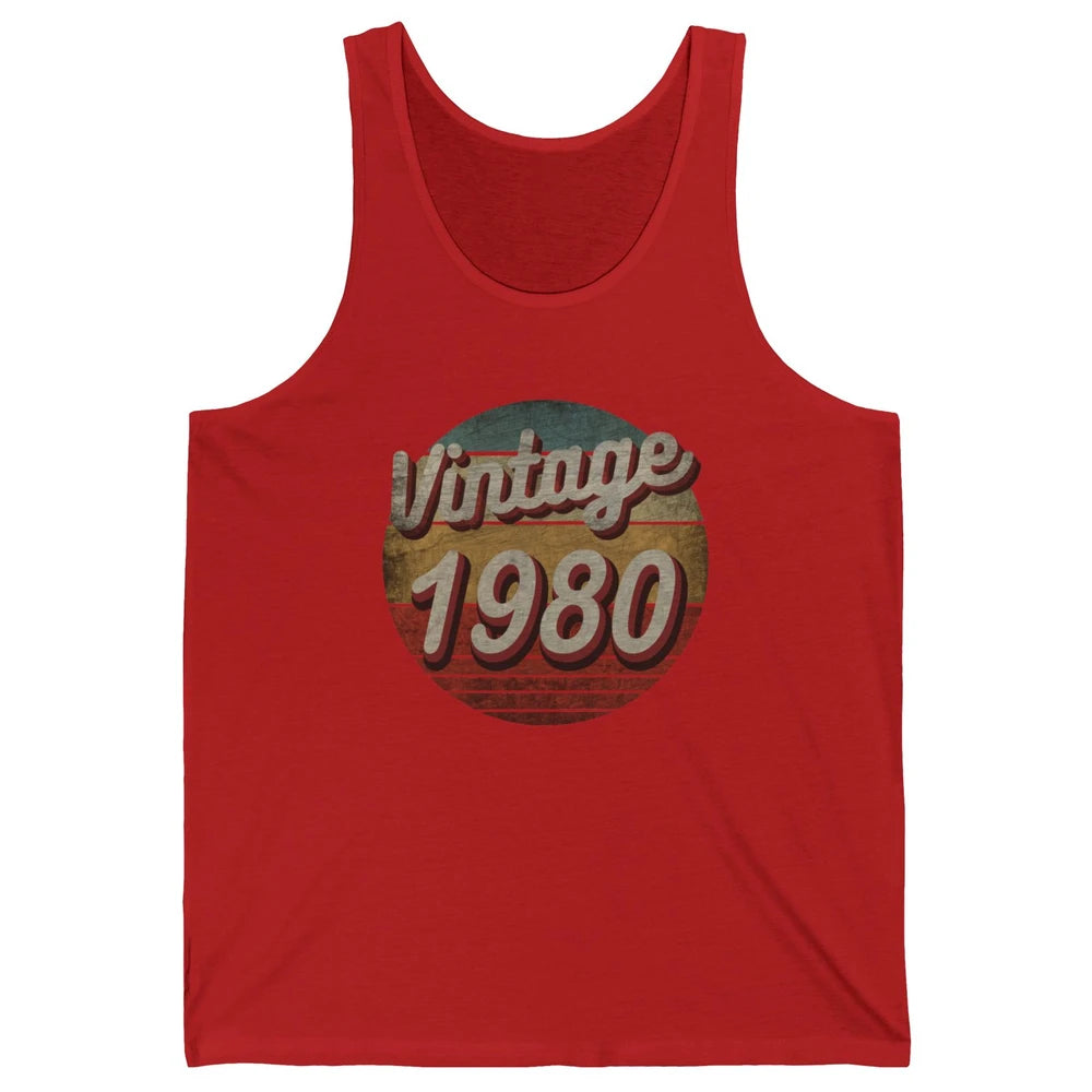 Retro Vintage 1980 Men Women Birthday Gift Born In 1980s Unisex Jersey Tank