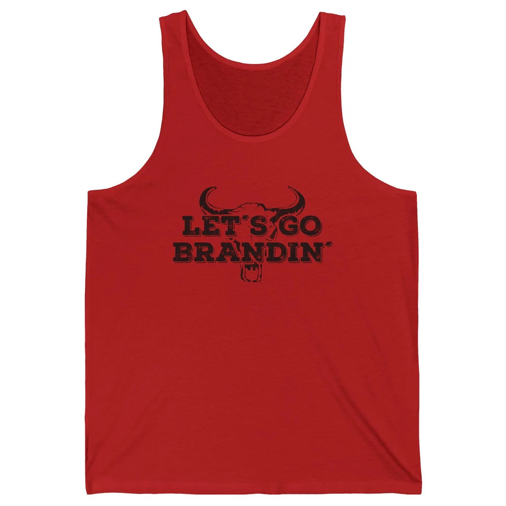 Vintage Bull Skull Let's Go Brandin' Western Country Symbols Unisex Jersey Tank