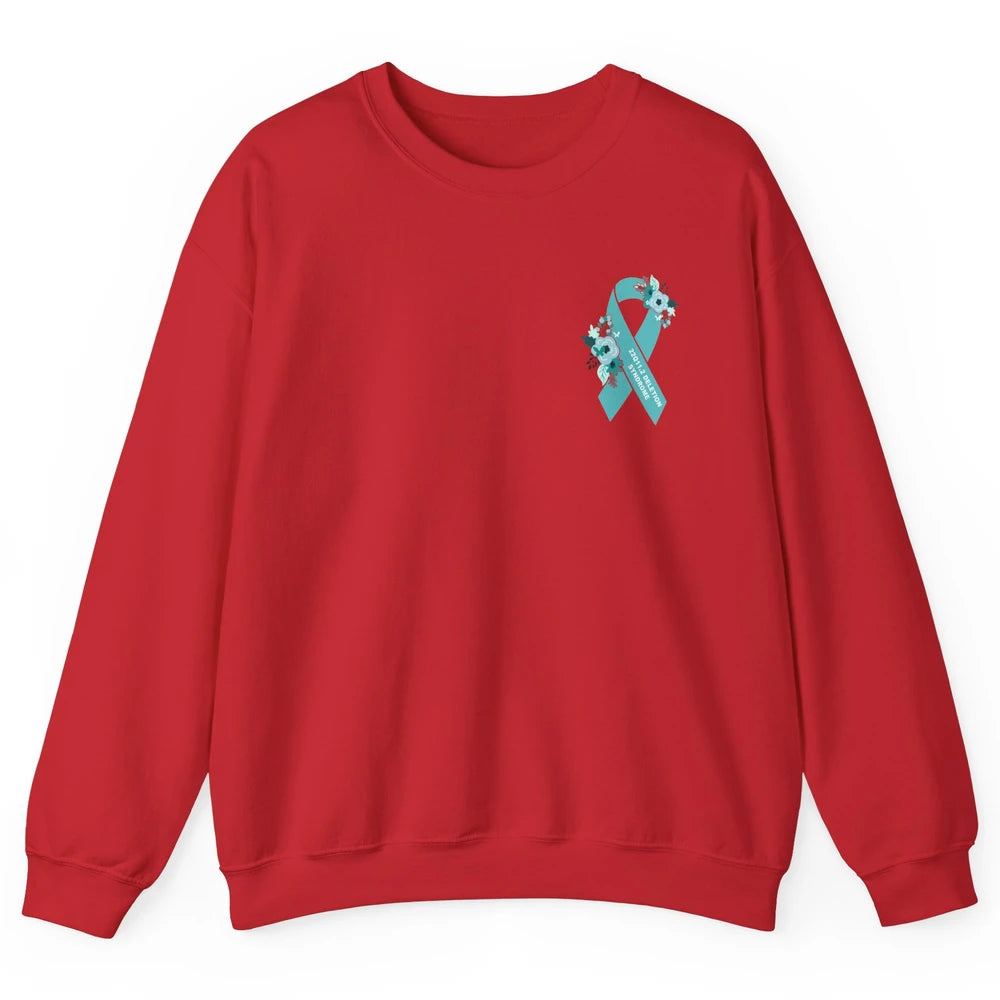 22q11.2 Deletion Syndrome Awareness Floral Teal Rainbow Unisex Crewneck Sweatshirt