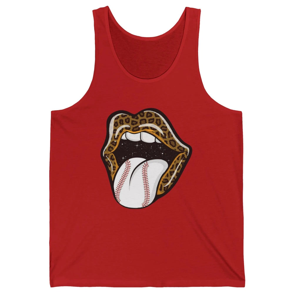 Baseball Lovers Leopard Lips Baseball Players Gift Unisex Jersey Tank