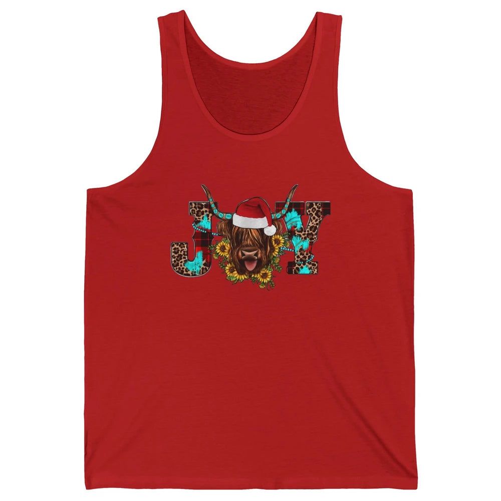 Highland Cow Christmas Joy Heifer Western Country Cowboy Unisex Jersey Tank