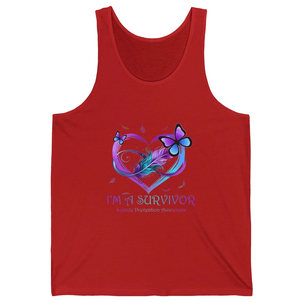 Survivor Purple Teal Heart Love Suicide Prevention Awareness Unisex Jersey Tank