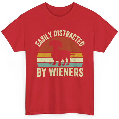 Vintage Dachshund Easily Distracted By Wieners Dog Mom Gift Classic Unisex T-Shirt