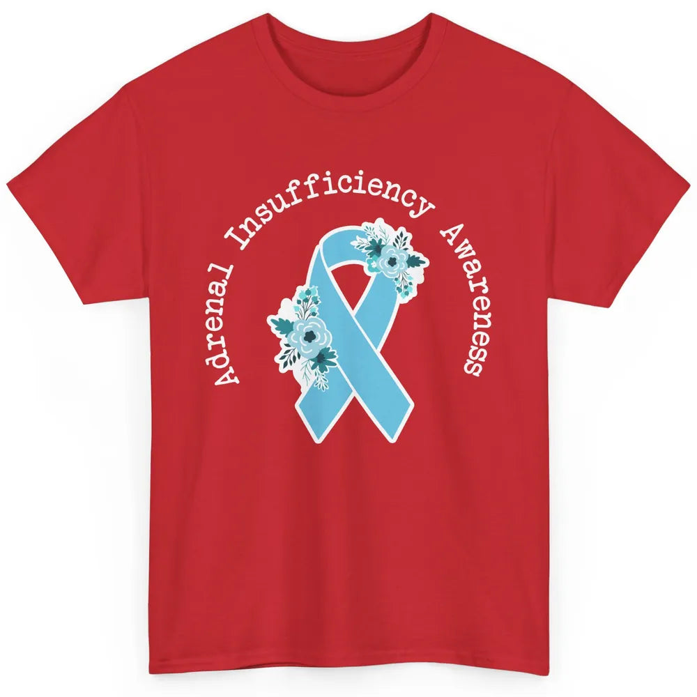 Adrenal Insufficiency Awareness Floral Light Blue Ribbon Classic Unisex T-Shirt