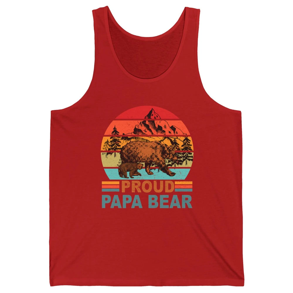 Vintage Mountain Proud Papa Bear Baby Bear Fathers Day Unisex Jersey Tank