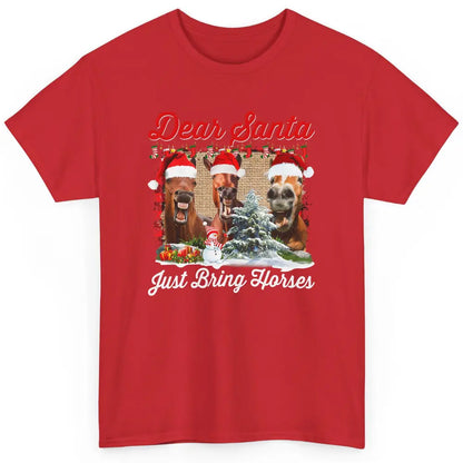 Merry Christmas Horse Dear Santa Just Bring Horses Xmas Hat Classic Unisex T-Shirt