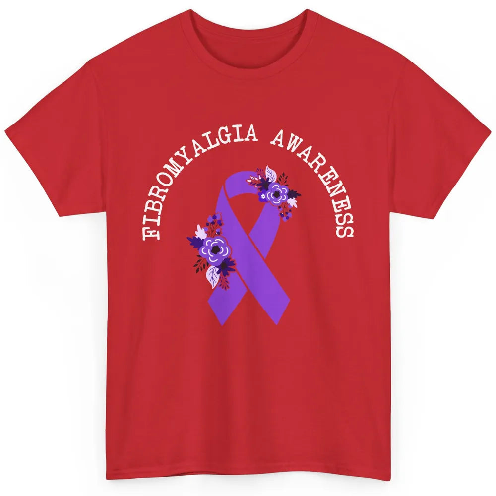 Fibromyalgia Awareness Floral Purple Ribbon Chronic Pain Classic Unisex T-Shirt