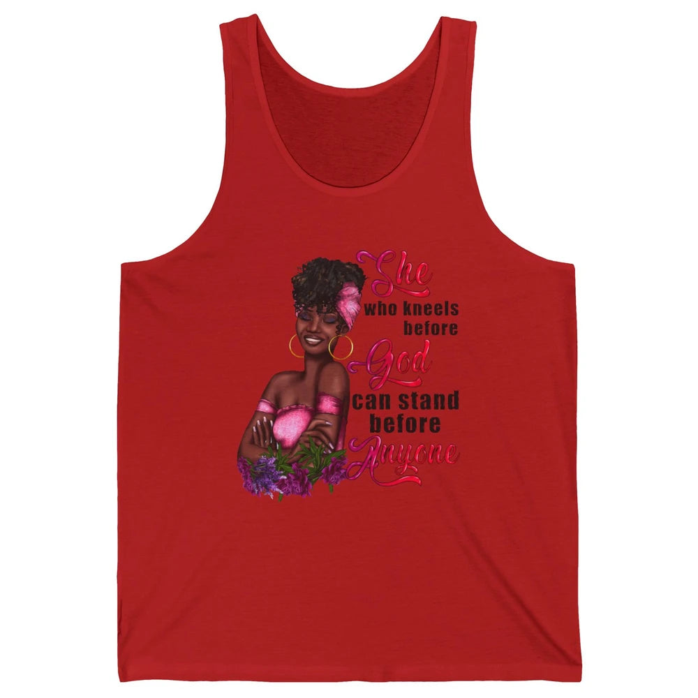 Black Girl She Who Kneels Before God Christian Afro Women Unisex Jersey Tank