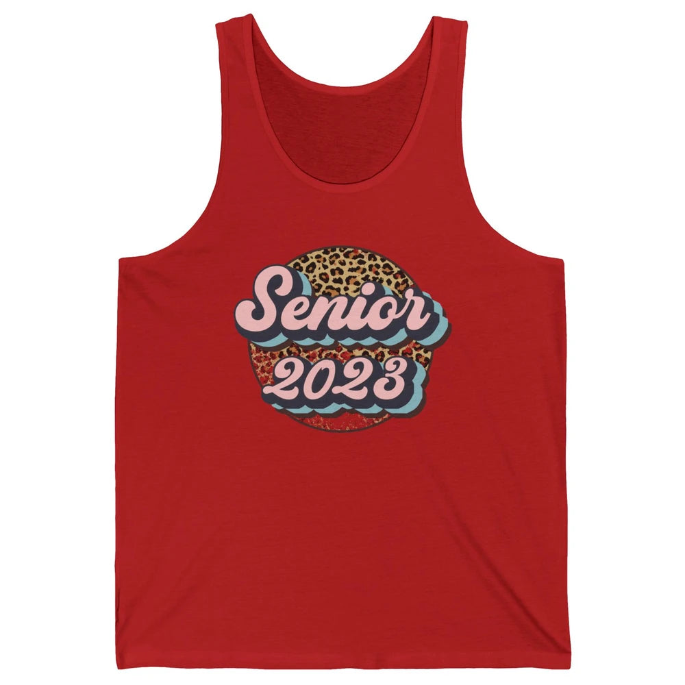 Retro Senior 2023 Leopard Back To School Western Graduation Unisex Jersey Tank