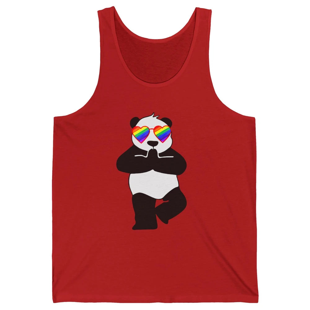 Yoga Panda LGBT Gay Pride Month Rainbow Sunglasses Love Unisex Jersey Tank