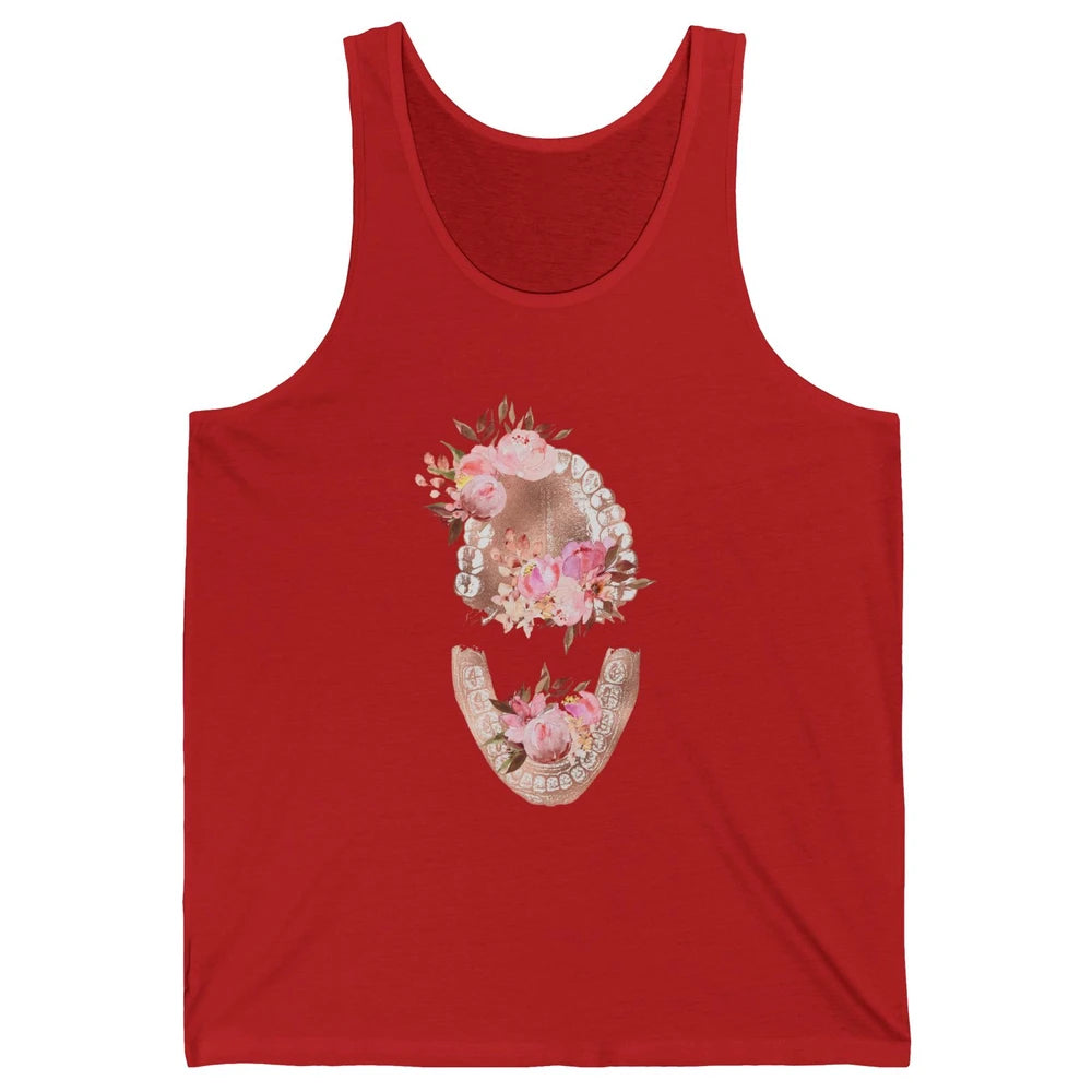 Vintage Floral Tooth Dental Hygienist Dentist Life Unisex Jersey Tank