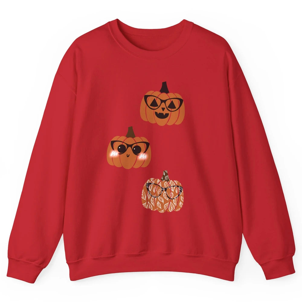 Three Pumpkin Eyeglasses Optician Life Halloween Optometrist Unisex Crewneck Sweatshirt