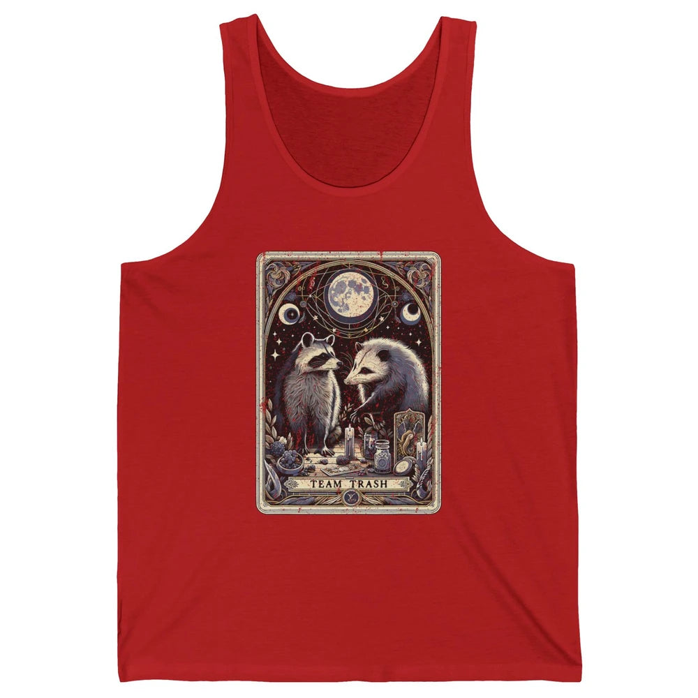 Team Trash Tarot Card Opossum Witchcraft Goth Possum Vintage Panda Raccoon Sarcastic Unisex Jersey Tank