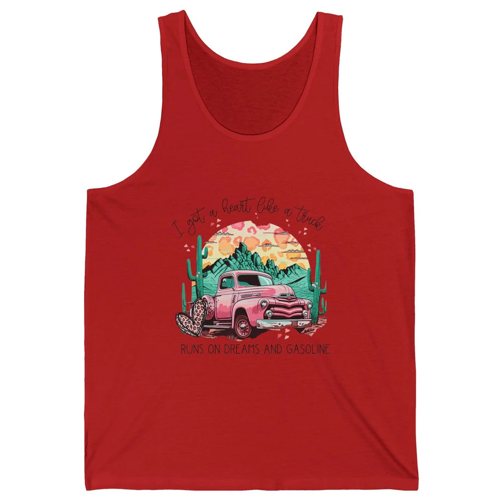 Western Sunset Cowgirl I Got Heart Like Truck Rodeo Cactus Unisex Jersey Tank