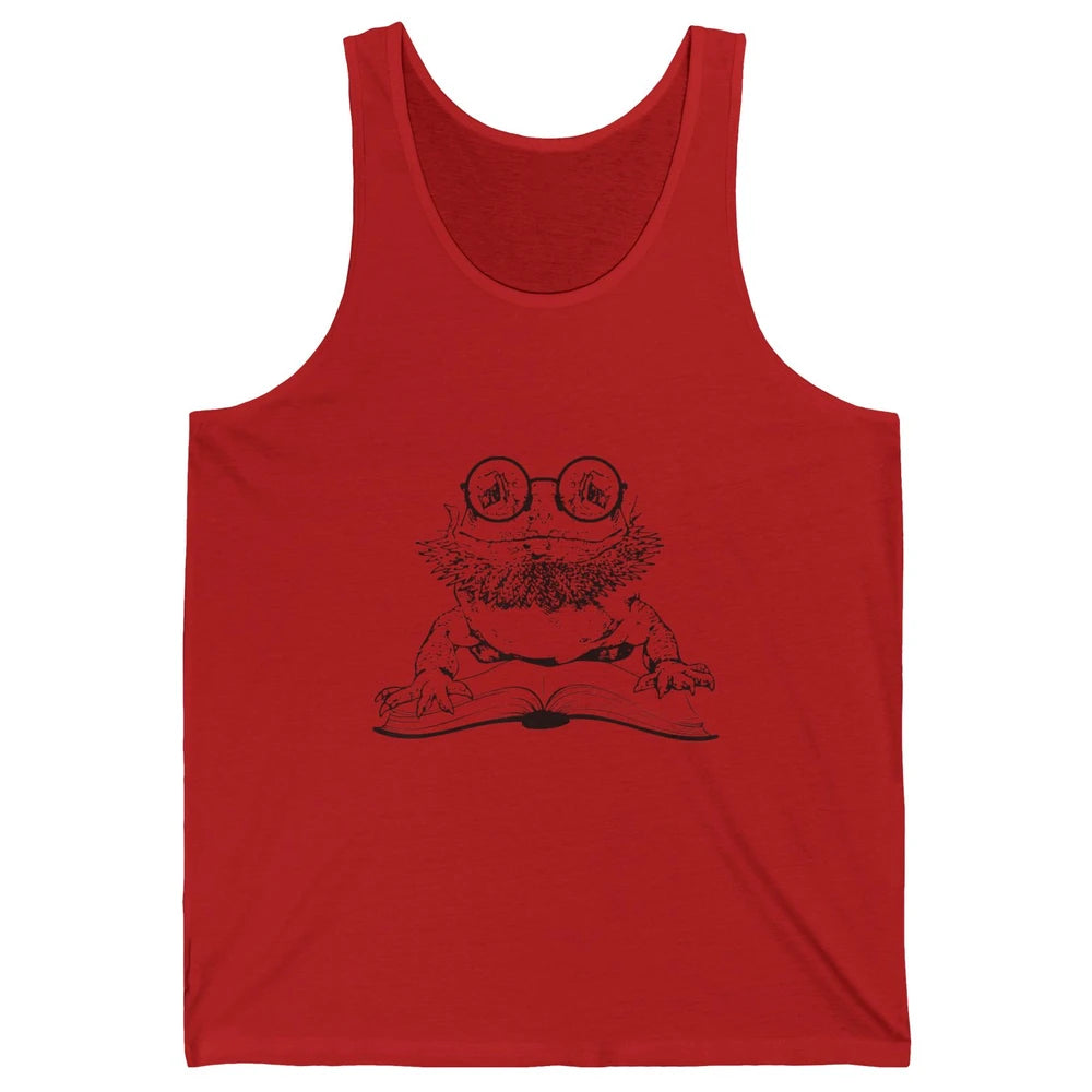 Bearded Dragon Glasses Reading Books Bookworm Funny Animal Unisex Jersey Tank