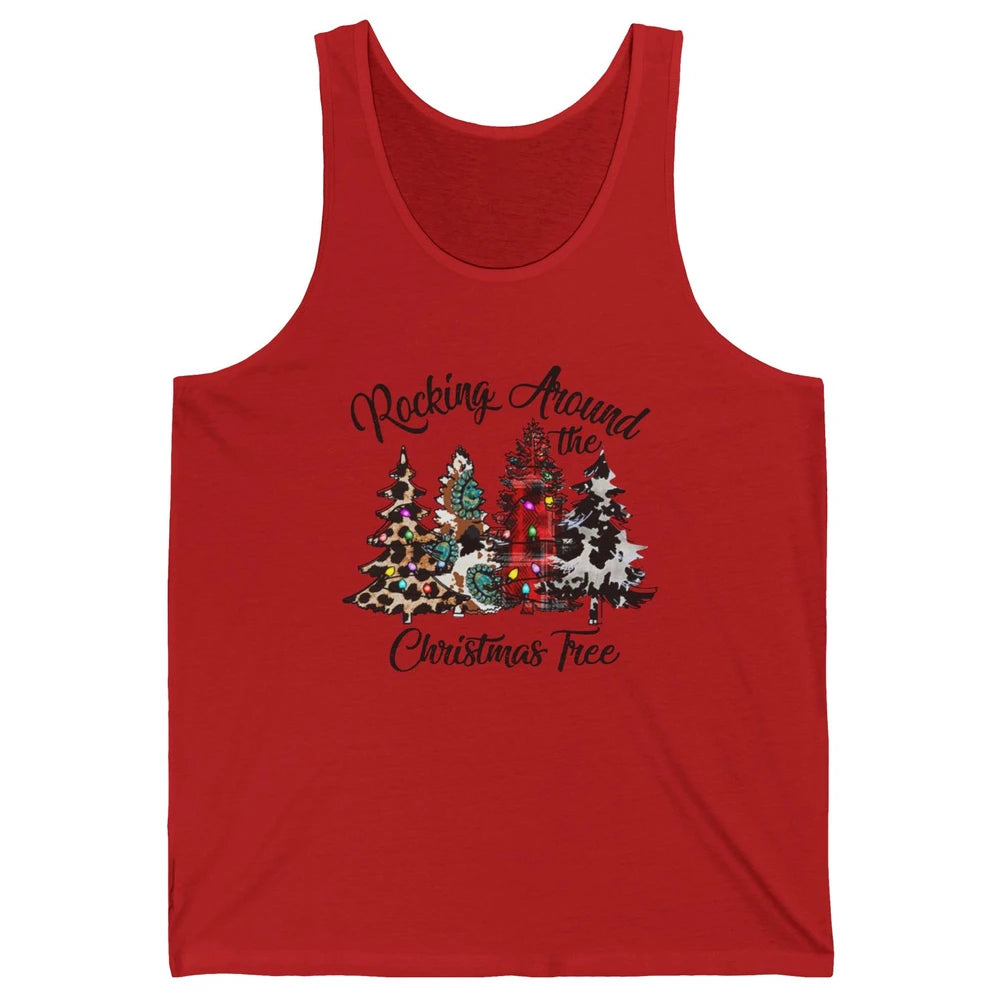 Leopard Christmas Tree Rocking Around Christmas Tree Western Unisex Jersey Tank