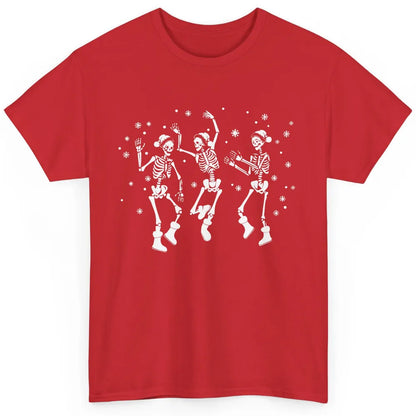 Funny Skeleton Christmas Dancing Snowflakes Santa Skeleton Classic Unisex T-Shirt