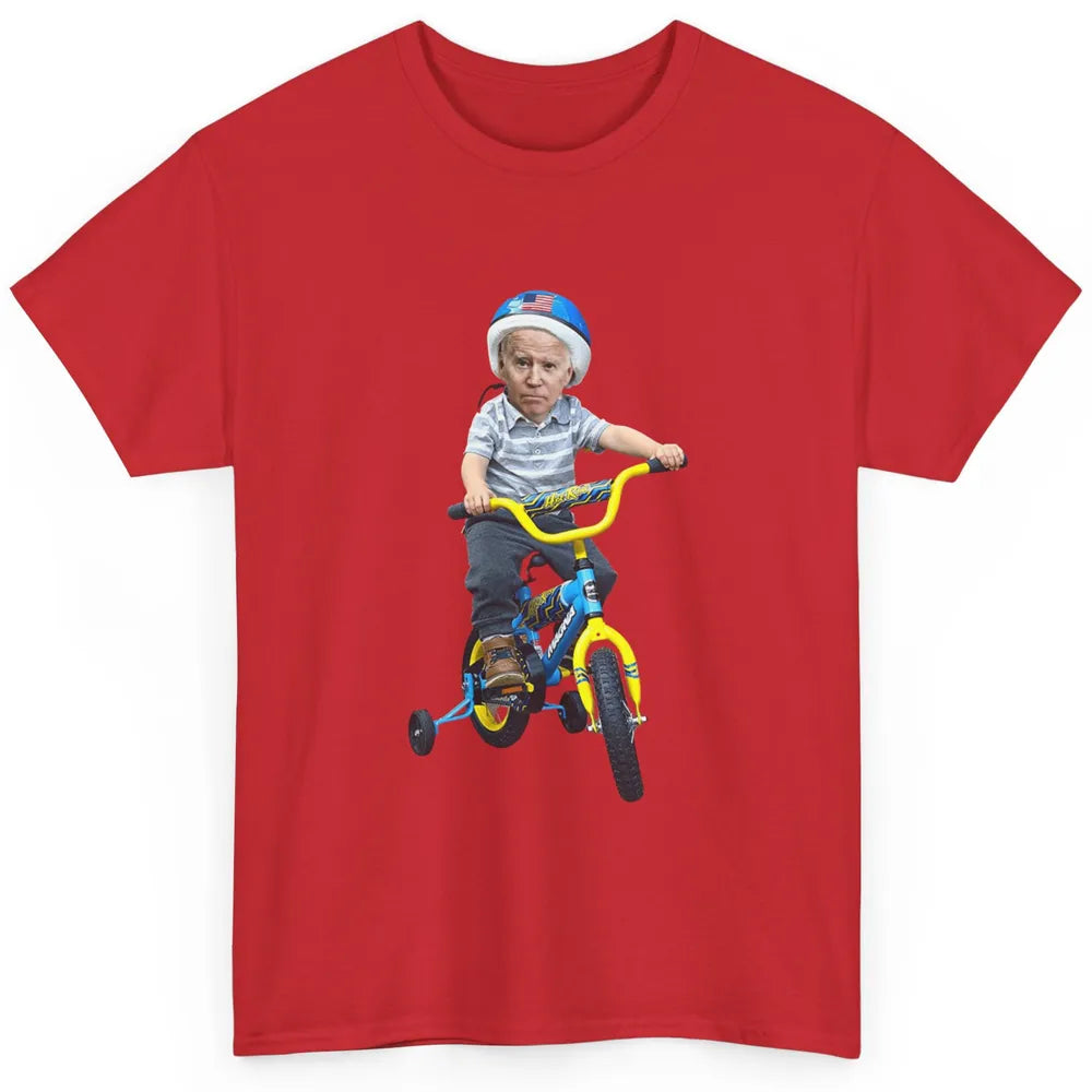 Baby Joe Biden Riding Tricycle Funny Bike Fall Meme Pun Vote Classic Unisex T-Shirt