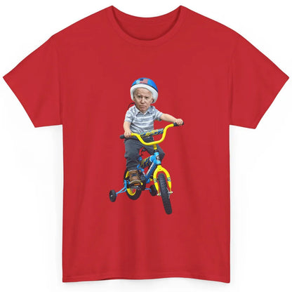 Baby Joe Biden Riding Tricycle Funny Bike Fall Meme Pun Vote Classic Unisex T-Shirt