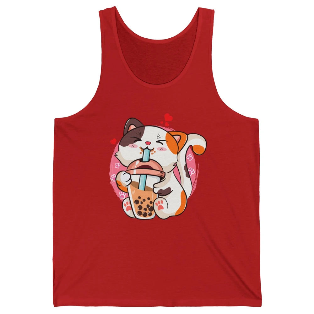 Boba Tea Cat Kawaii Cat Drink Milk Tea Kawaii Boba Cat Lover Unisex Jersey Tank