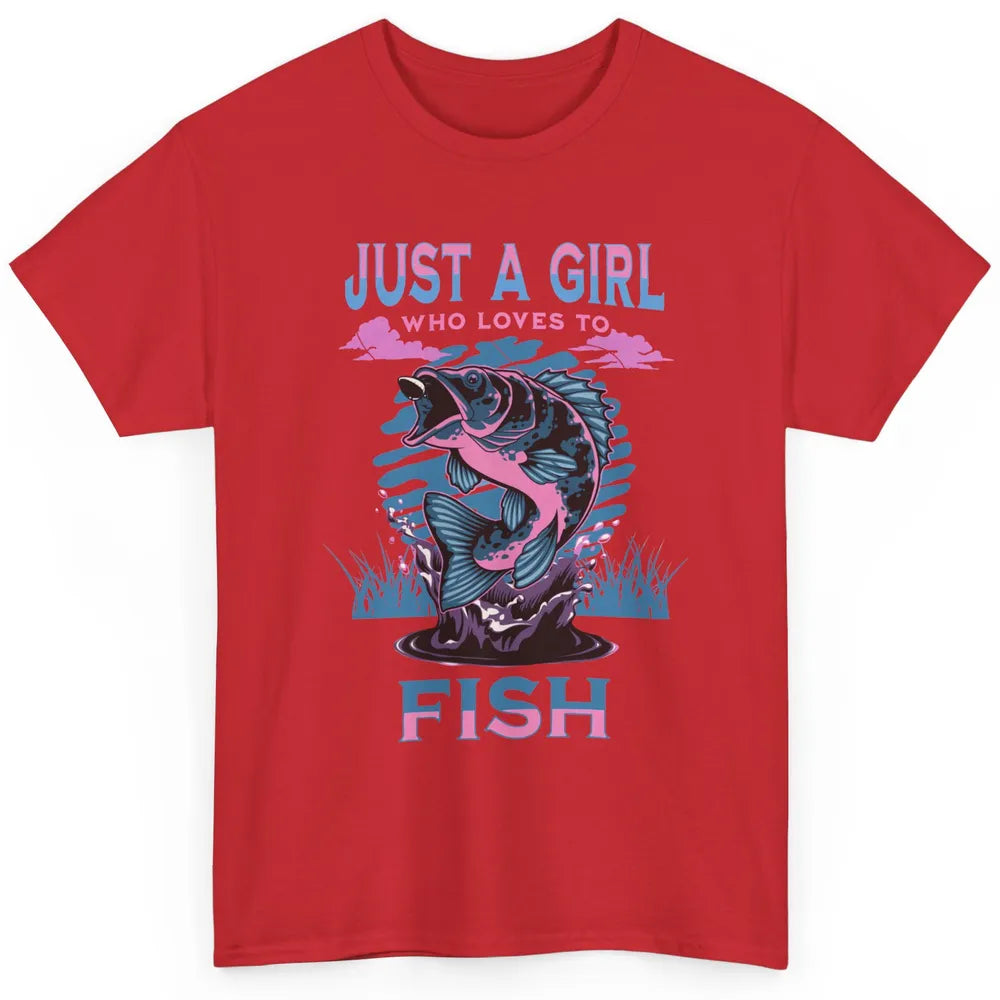 Fisherwoman Just A Girl Who Loves Fishing Reel Girls Fish Classic Unisex T-Shirt