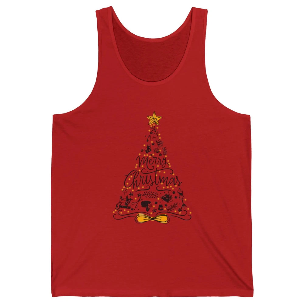 Funny Sewing Merry Christmas Tree Quilting Symbols Christmas Unisex Jersey Tank