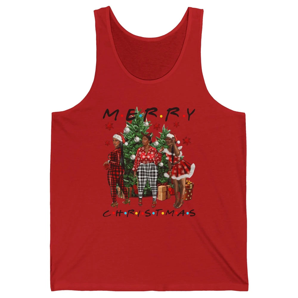 Merry Christmas African American Black Woman Xmas Afro Santa Unisex Jersey Tank