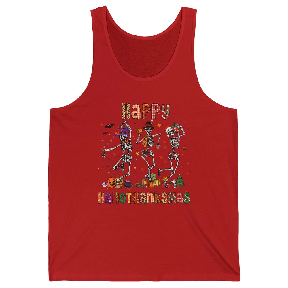 Funny Dancing Skeleton Happy Hallo-thank-mas Fall Pumpkin Unisex Jersey Tank