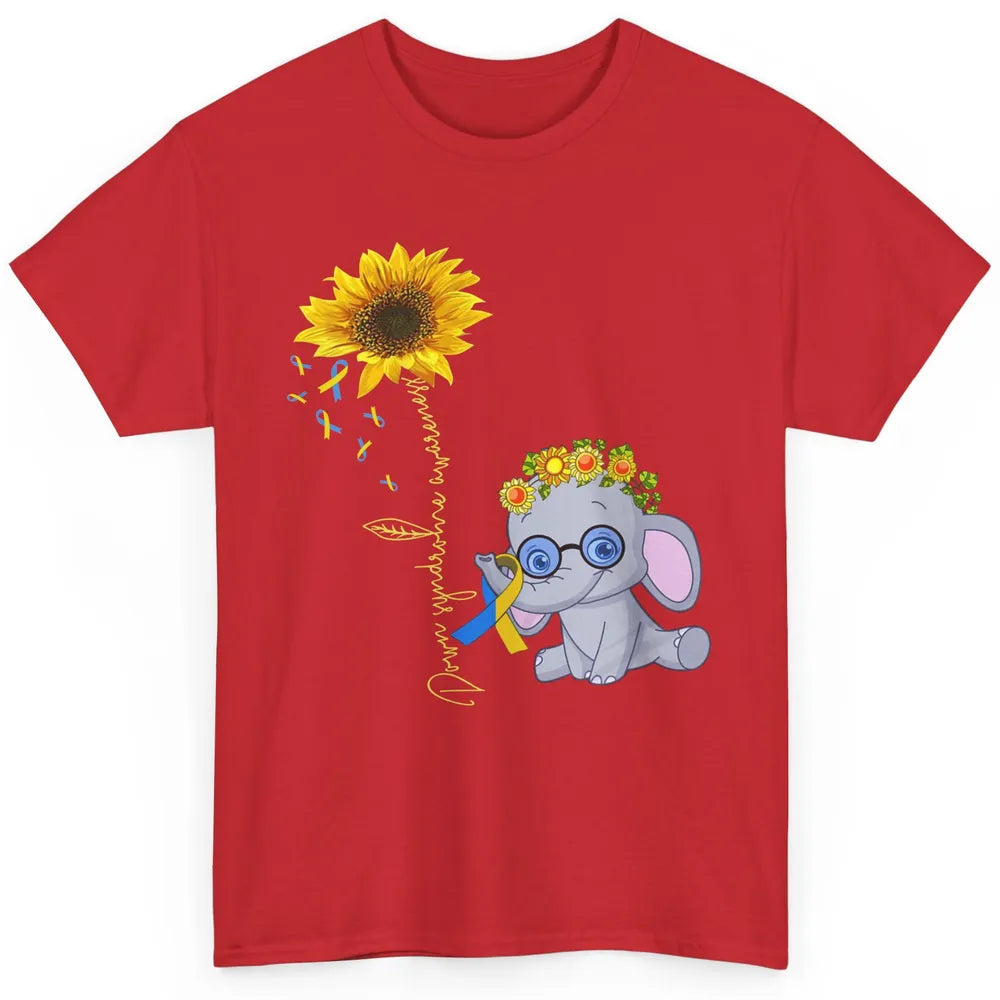 Sunflower Baby Elephant Down Syndrome Awareness Ribbon Classic Unisex T-Shirt