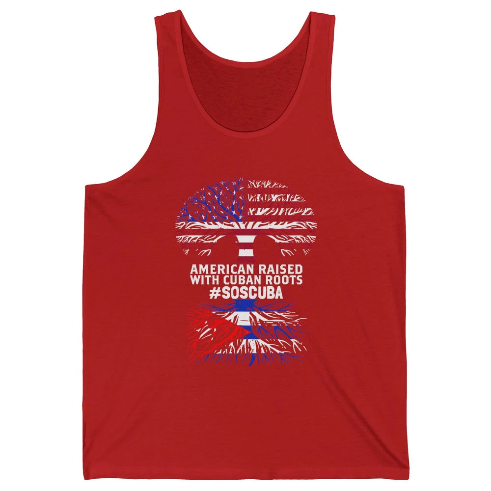 American Raised With Cuban Roots Cuban Flag Cuban Tree Unisex Jersey Tank