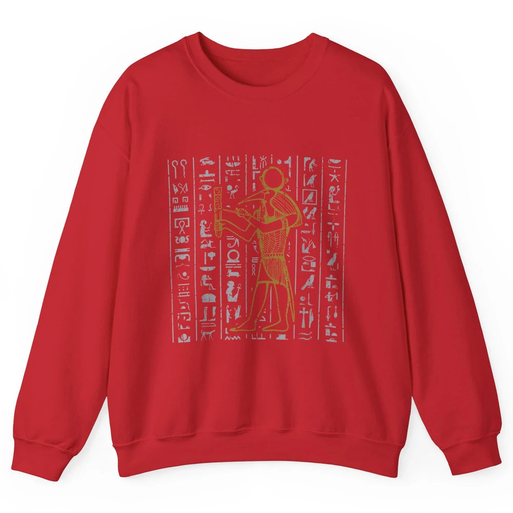 Ancient Egyptian Hieroglyphics Egypt Pyramid Archaeologist Unisex Crewneck Sweatshirt