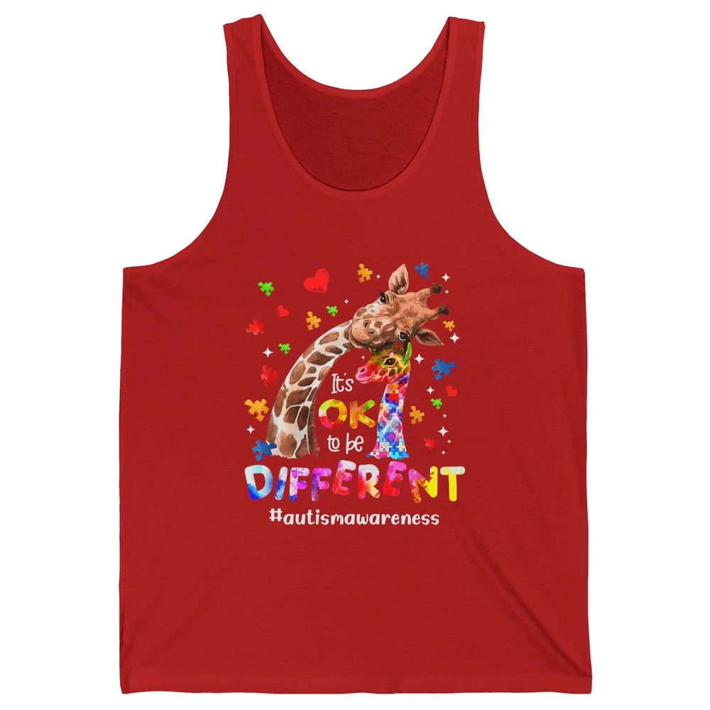 Autism Giraffe Mom It's Okay To Be Different Neurodiversity Unisex Jersey Tank