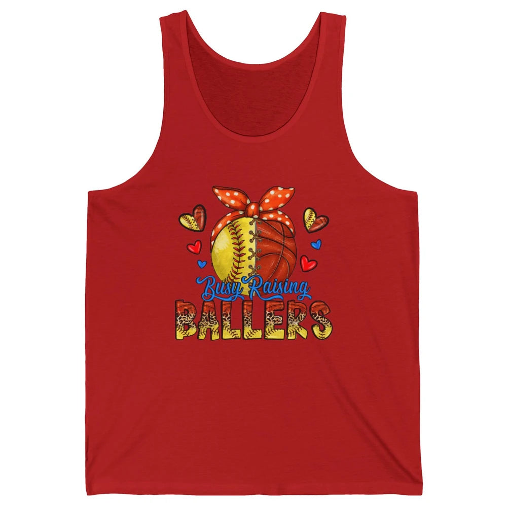 Busy Raising Ballers Softball And Basketball Mom Leopard Unisex Jersey Tank