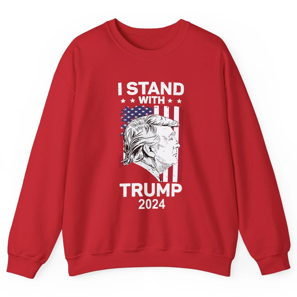 Retro US Flag I Stand With Trump President Trump Return 2024 Unisex Crewneck Sweatshirt