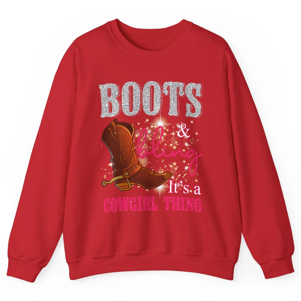 Western Country Cowgirl Thing Boots Bling Women Rodeo Cowboy Unisex Crewneck Sweatshirt