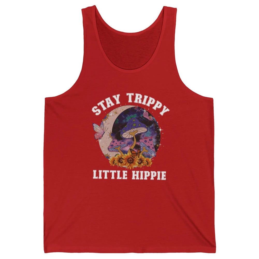 Stay Trippy Little Hippie Mushroom Sunflower Plant Retro Unisex Jersey Tank