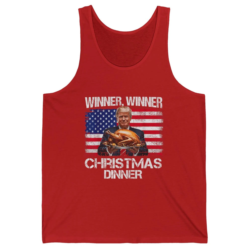 Funny Trump Winner Christmas Dinner Santa President Donald Trump Turkey Sarcastic Xmas Unisex Jersey Tank