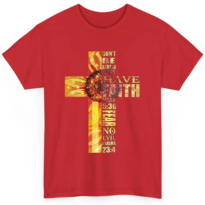 Sunflower Faith Cross Fear No Evil Christian US Flag Classic Unisex T-Shirt