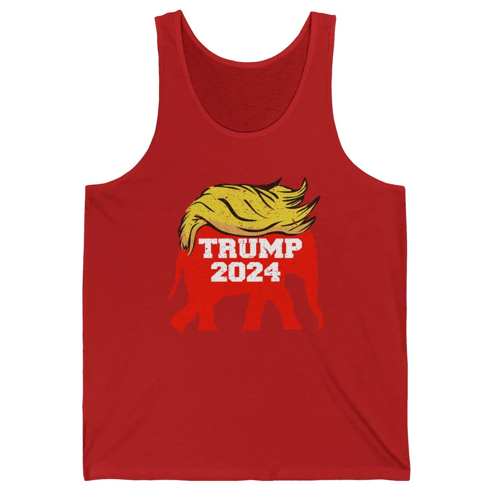 Trump 2024 Republican Elephant With Trump Hair Funny Trump Unisex Jersey Tank