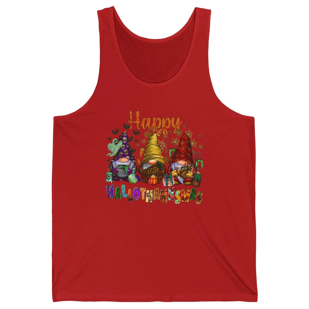 Funny Gnomes Happy Hallo-thank-mas Fall Pumpkin Thanksgiving Unisex Jersey Tank